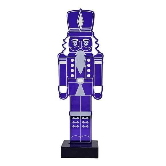 Purple Acrylic Christmas Nutcracker with Cut Outs to Shine Light Though - Picture 4 of 4